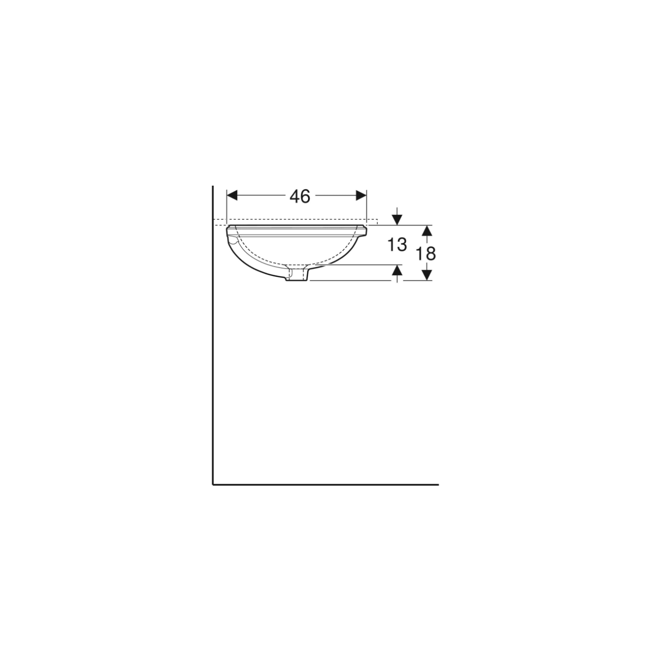 Geberit Variform Under, Lavabo sottopiano incasso ovale 50x40 sottosmaltato