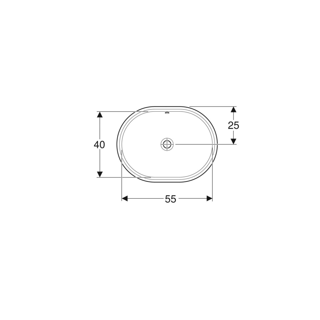 Geberit Variform Under, Built-in elliptical washbasin 55x40