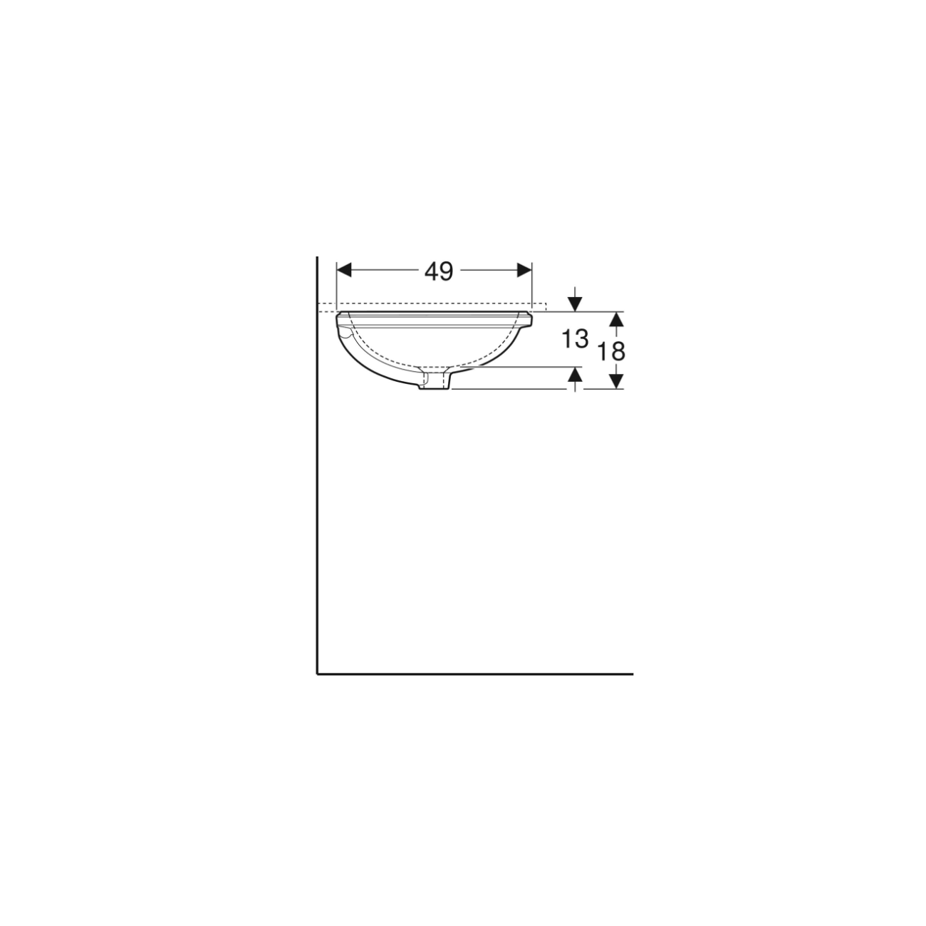 Geberit Variform Under, Evier sous plan encastré elliptique 55x40