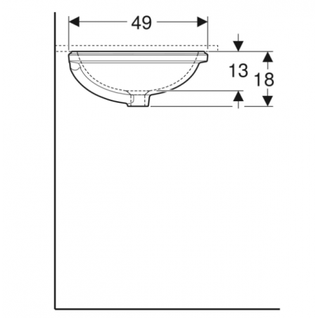 Geberit Variform Under, Built-in elliptical washbasin 55x40