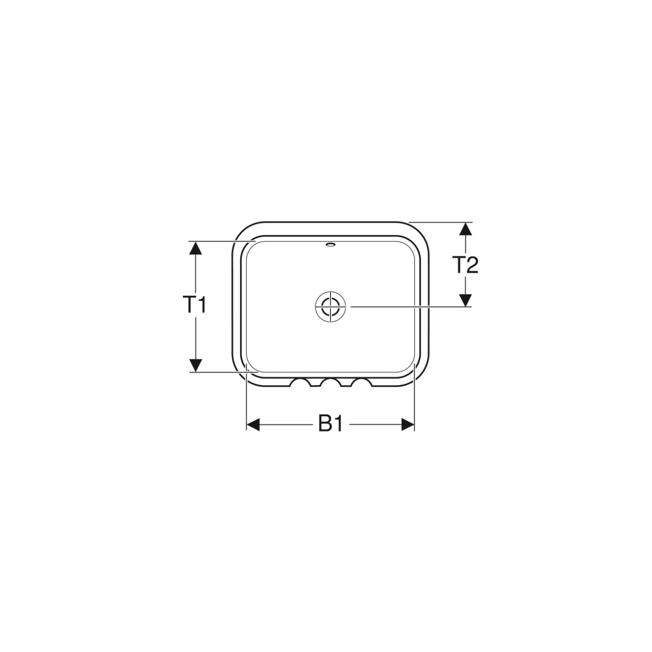 Geberit Variform Under, Lavabo sottopiano incasso rettangolare 45x35