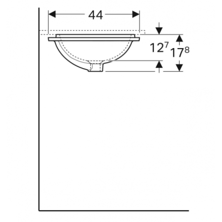 Geberit Variform Under, Lavabo sottopiano incasso rettangolare 45x35