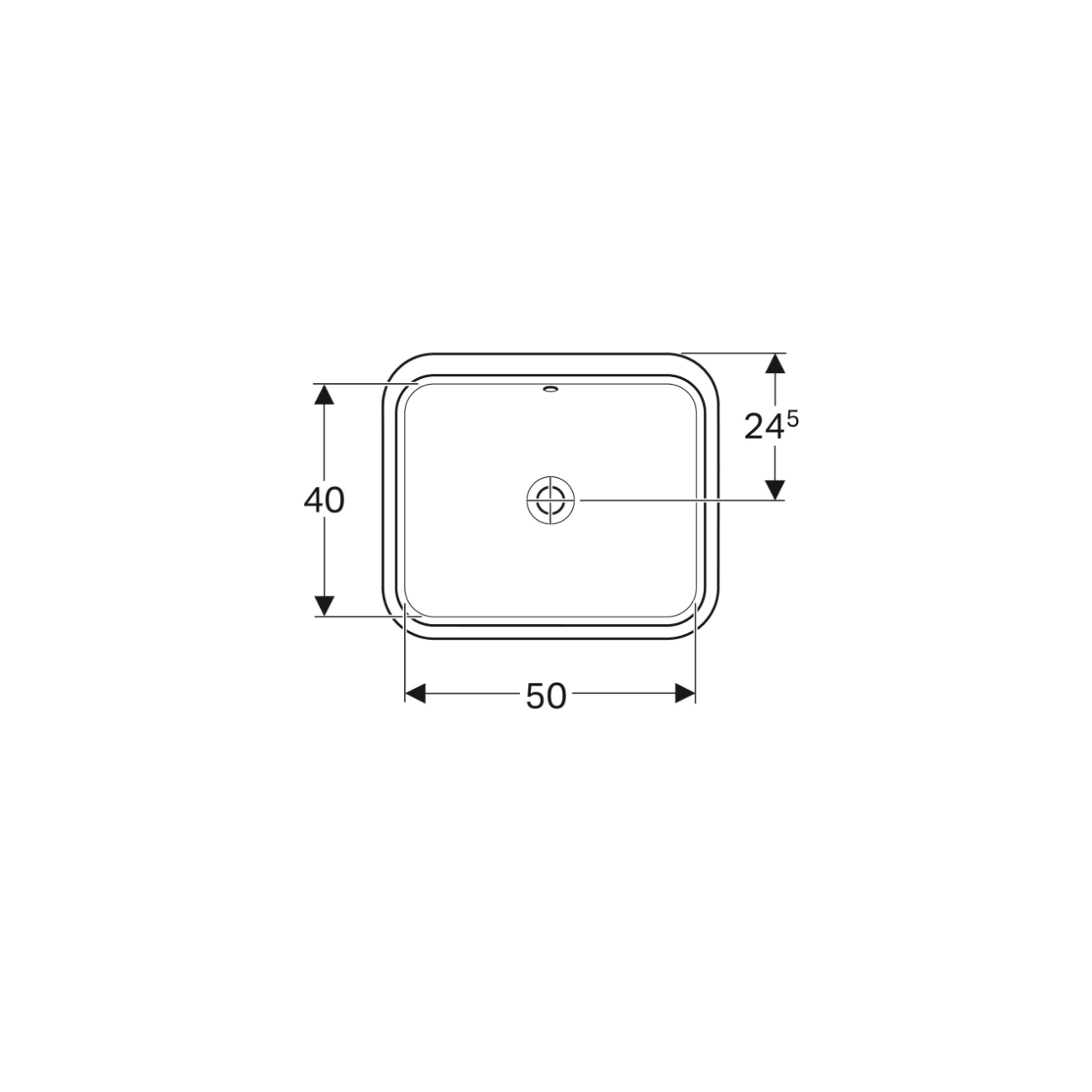 Geberit Variform Under,  Recessed rectangular washbasin 50x40