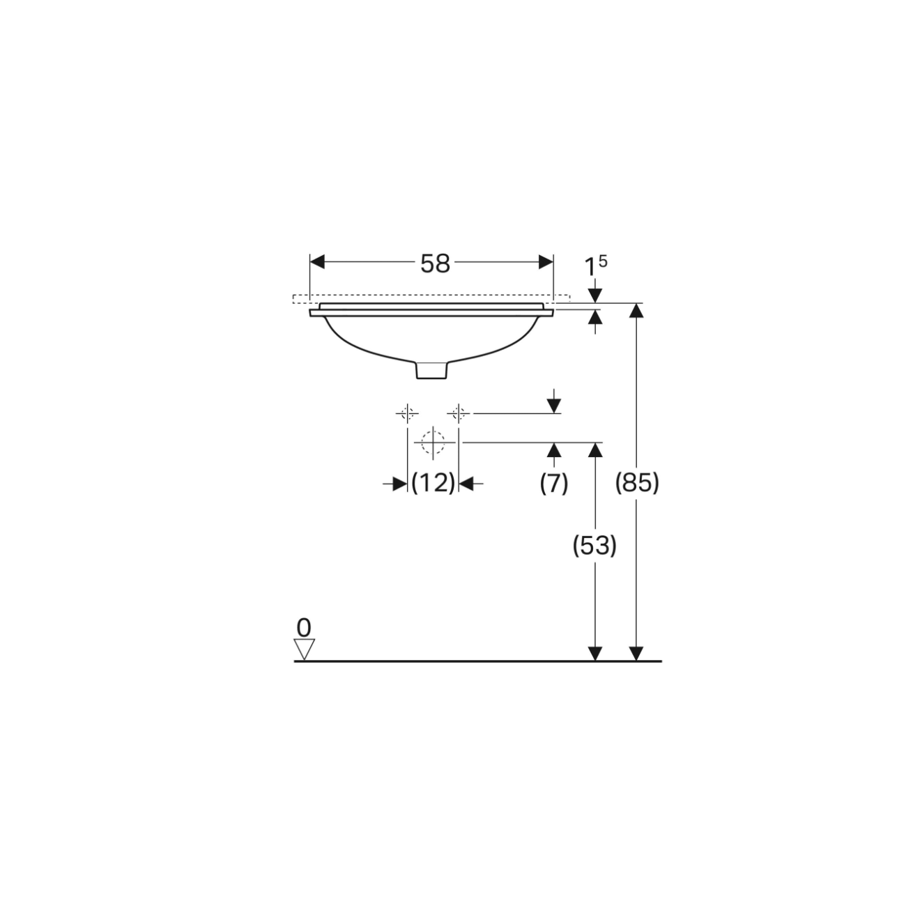 Geberit Variform Under,  Recessed rectangular washbasin 50x40