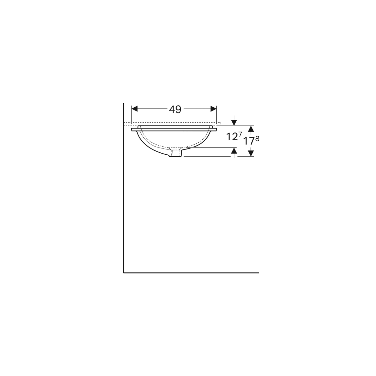 Geberit Variform Under,  Recessed rectangular washbasin 50x40