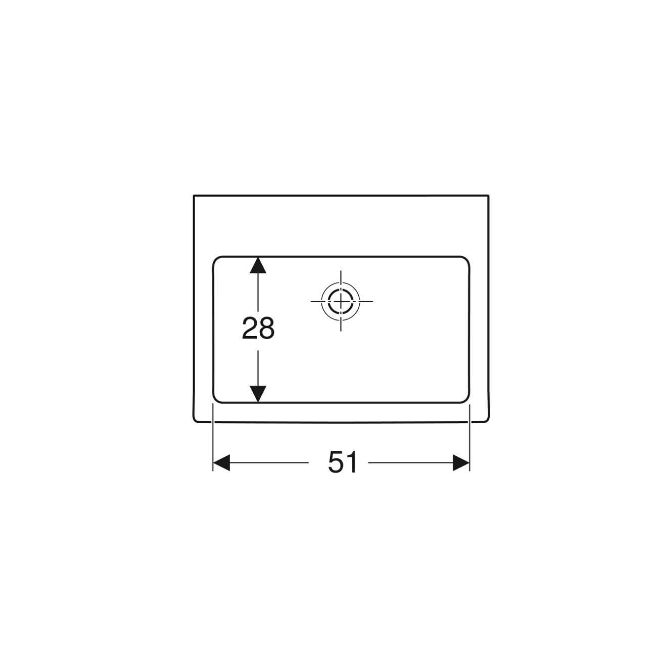 Geberit Closer, Lavabo rettangolare 60 cm senza foro