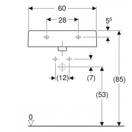 Geberit Closer, Lavabo rectangulaire 60 cm sans trou