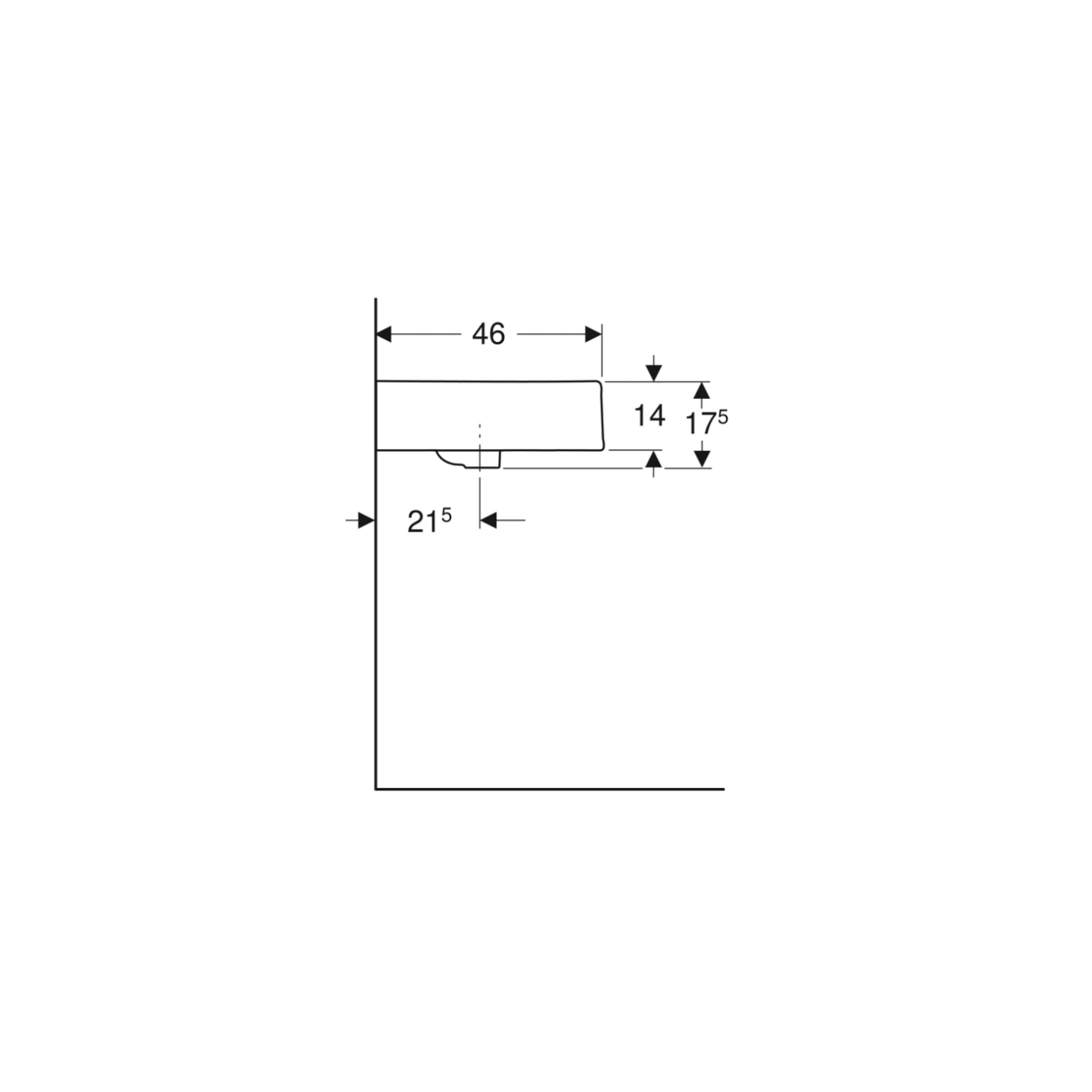 Geberit Closer, Lavabo rettangolare 60 cm senza foro