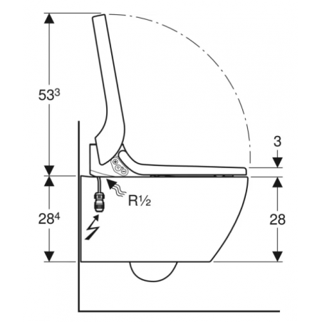 Geberit Acquaclean Tuma Comfort, Set complete vase hanging rimfree
