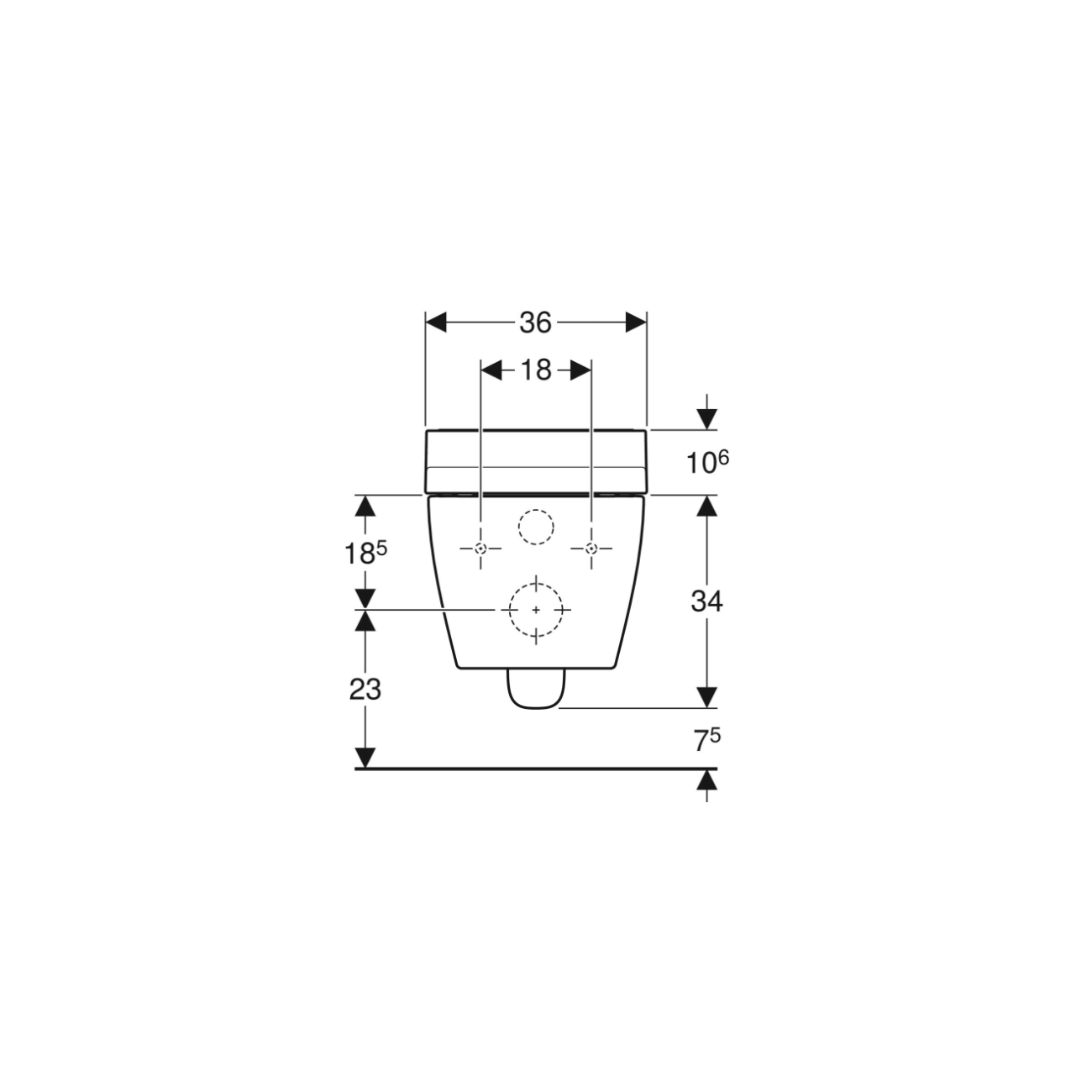 Geberit Acquaclean Tuma Comfort, Set complete vase hanging rimfree