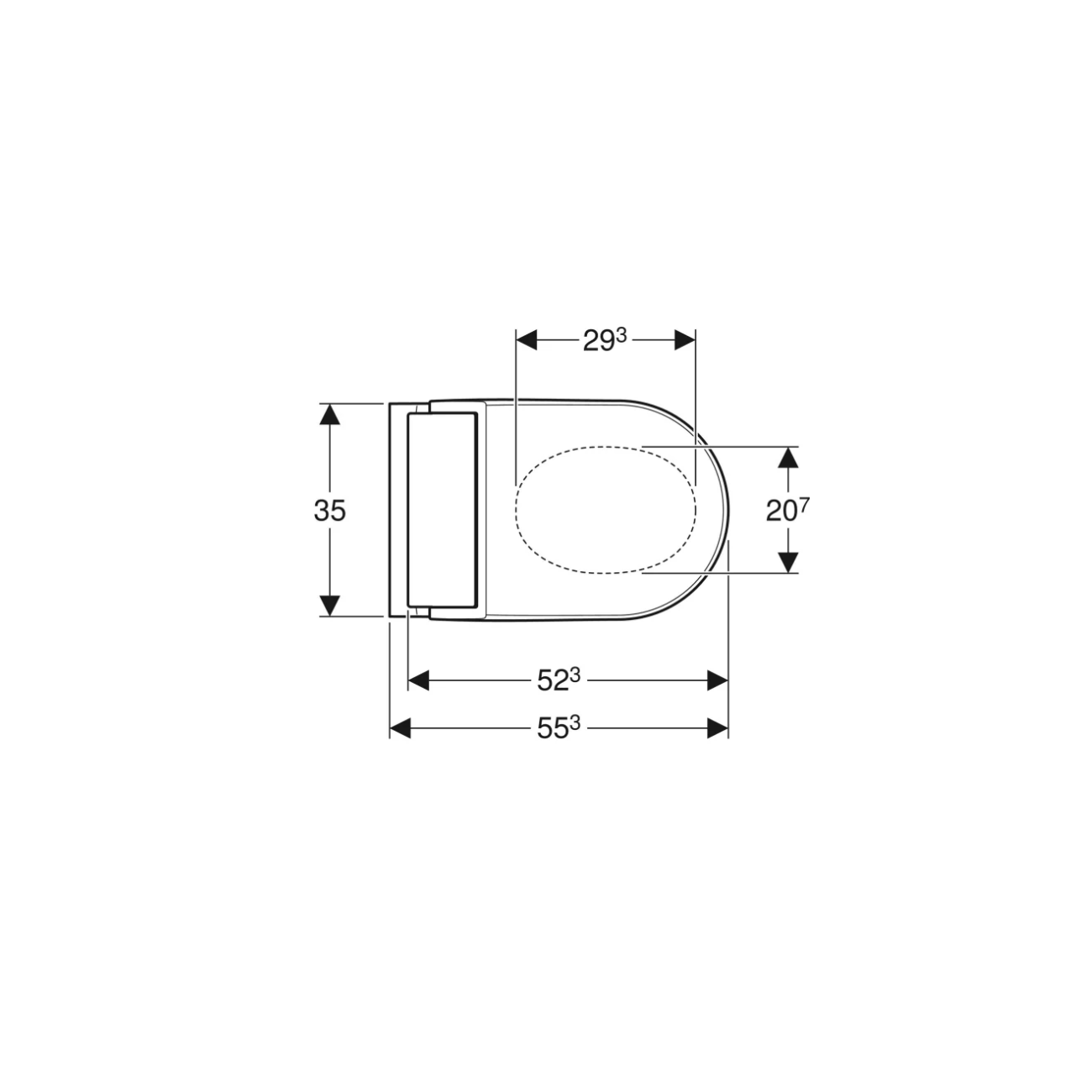 Geberit Acquaclean Tuma Classic, Vase à suspension rimfree