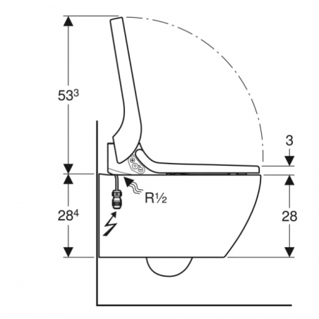 Geberit Acquaclean Tuma Classic, Vaso a sospeso rimfree