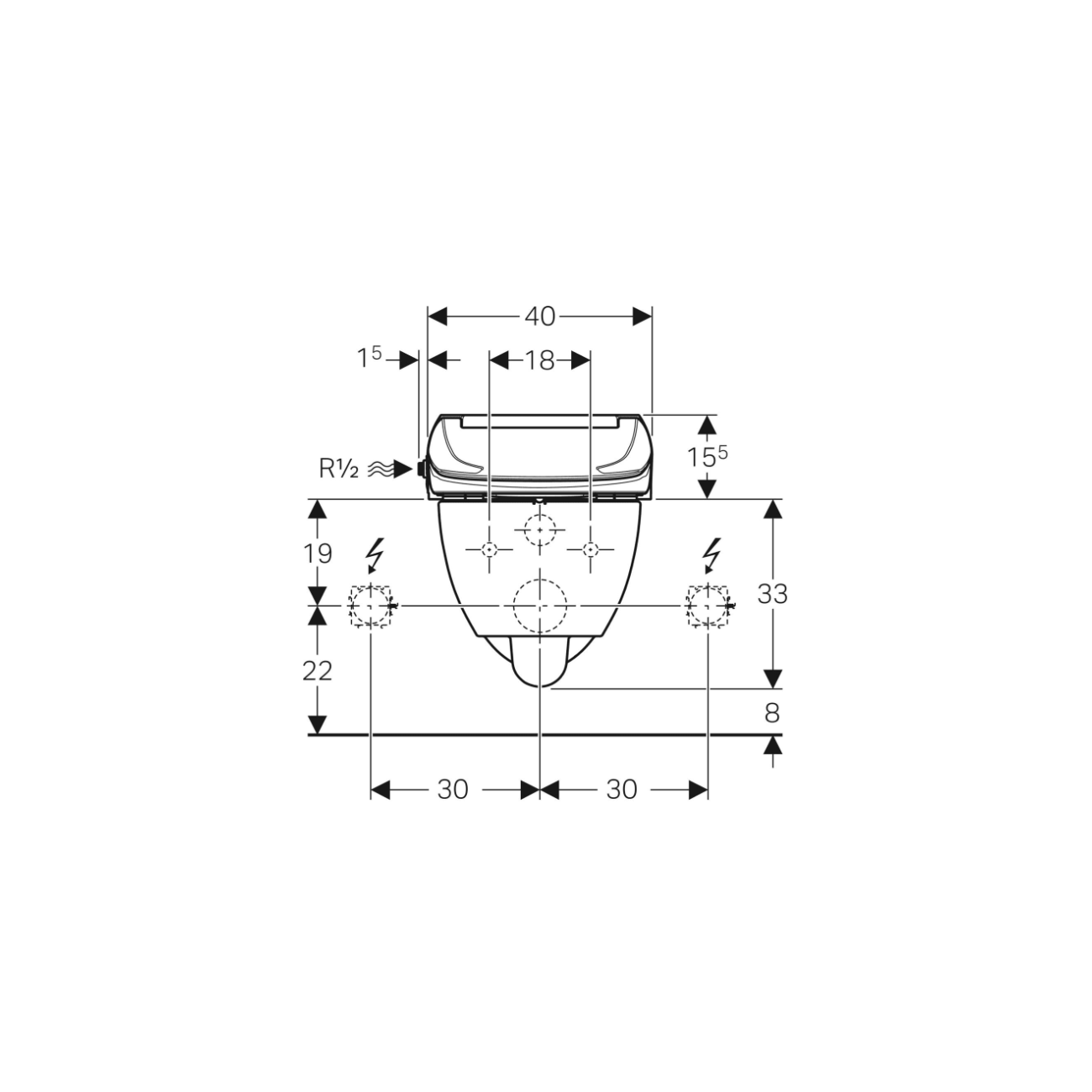 Geberit Aquaclean 4000 Set, Vase suspendu avec couvre-vase
