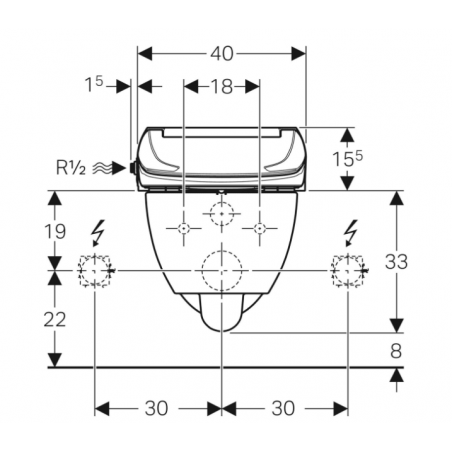 Geberit Aquaclean 4000 Set, Vaso sospeso con coprivaso