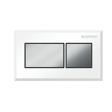 Geberit Design Squadrato, Bianco lucido/cromo spazzolato con doppio tasto