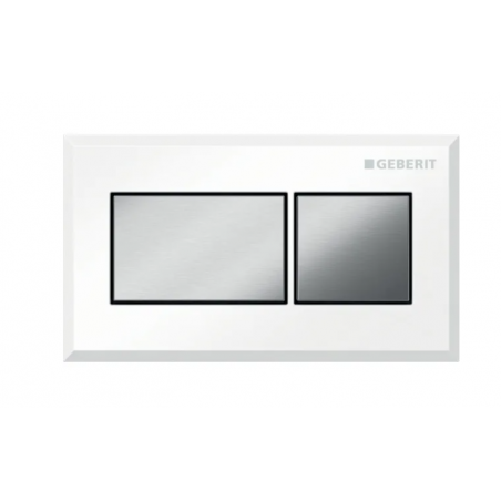 Geberit Design Squadrato, Bianco lucido/cromo spazzolato con doppio tasto