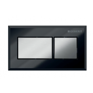 Geberit Design Squadrato, Nero lucido/cromo spazzolato con doppio tasto