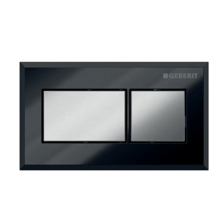 Geberit Design Squadrato, Nero lucido/cromo spazzolato con doppio tasto