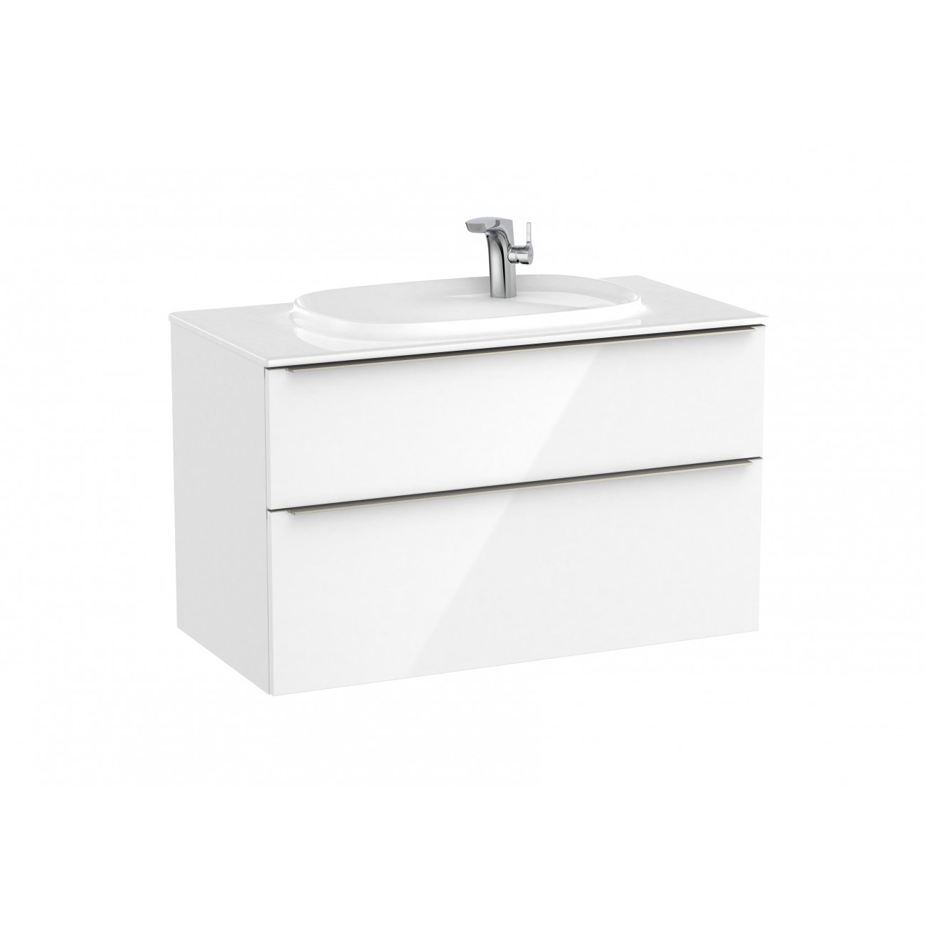 Roca Unik Beyond, Mobile 2 cassetti con maniglia Bianco lucido