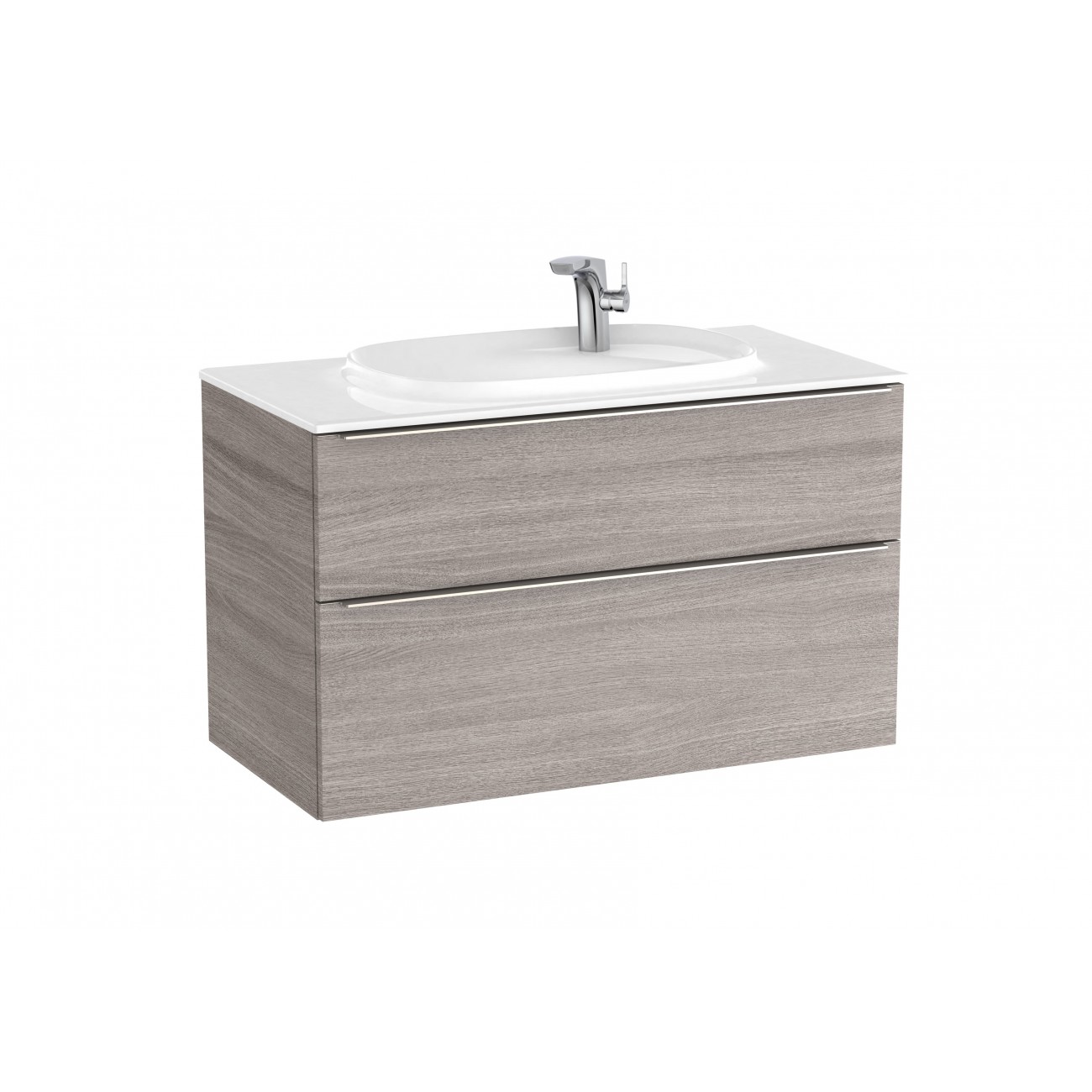 Roca Unik Beyond,  Meuble 2 tiroirs avec poignée chêne