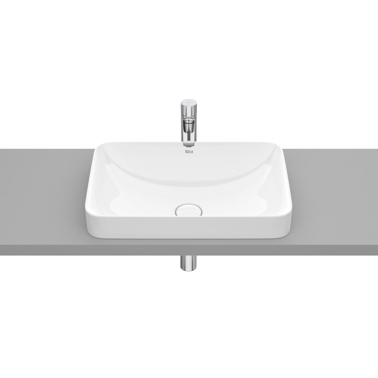 Roca Inspira Square Lavabo ad incasso sopra piano Fineceramic 550x370x75