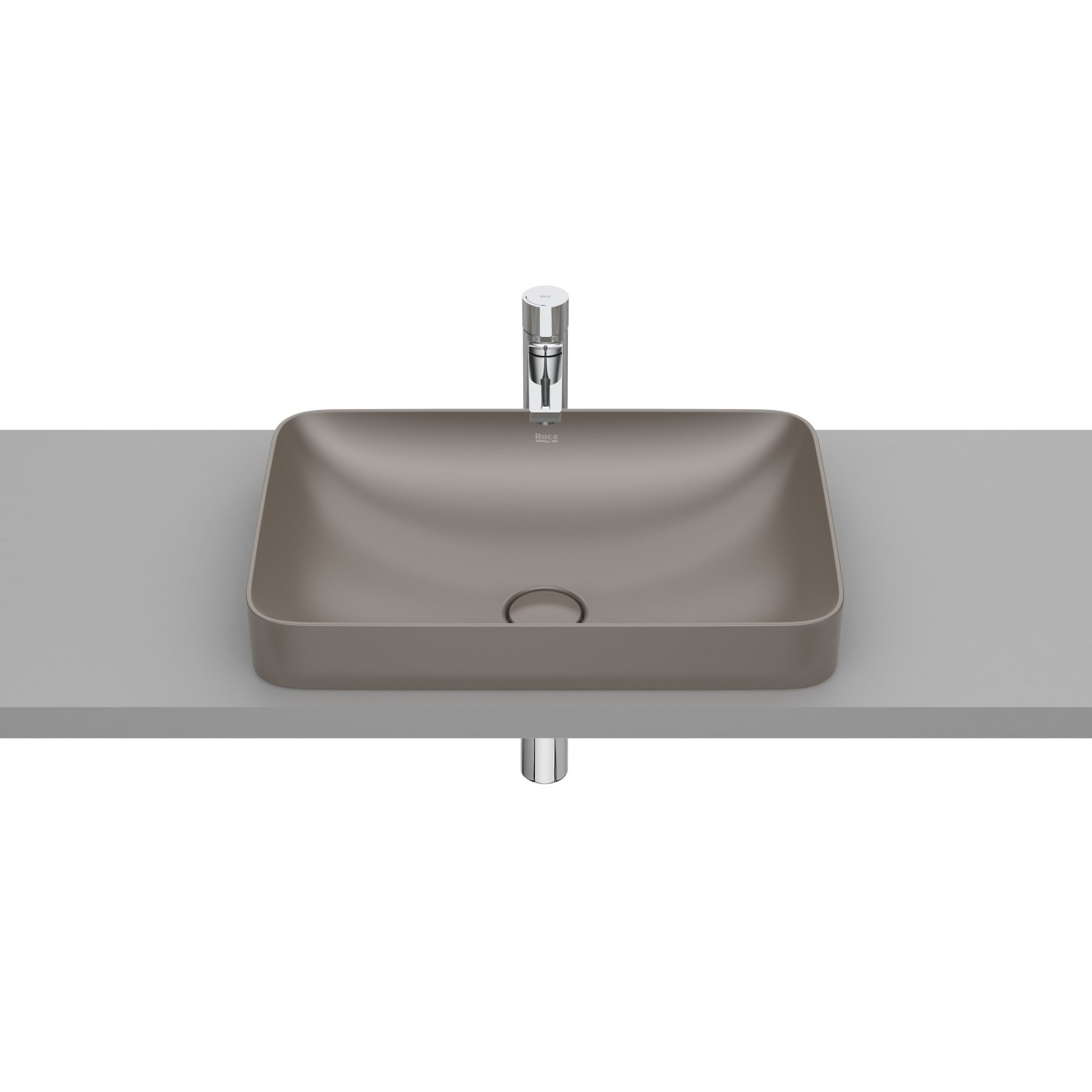 Roca Inspira Square Lavabo ad incasso sopra piano Fineceramic 550x370x75
