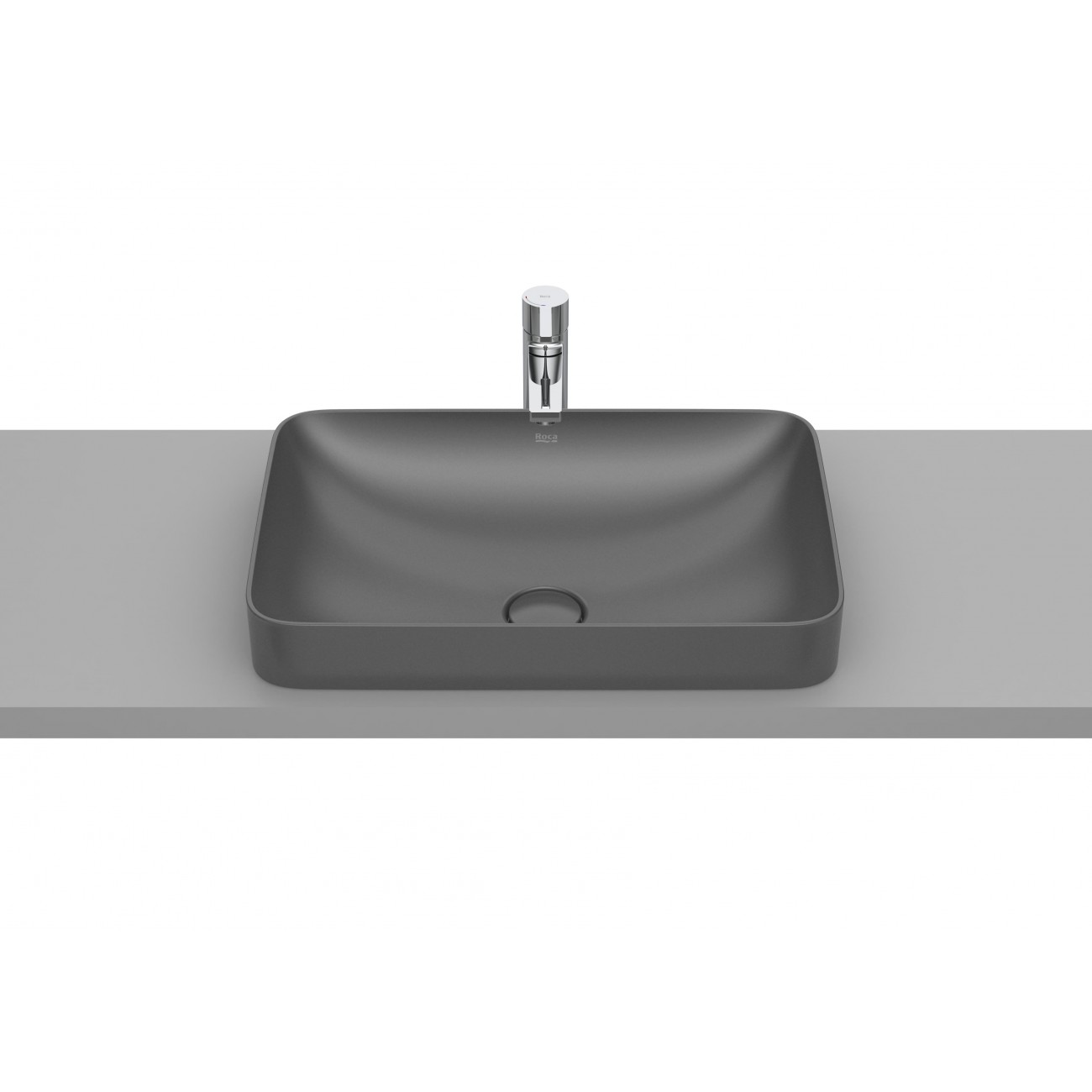 Roca Inspira Square Lavabo ad incasso sopra piano Fineceramic 550x370x75