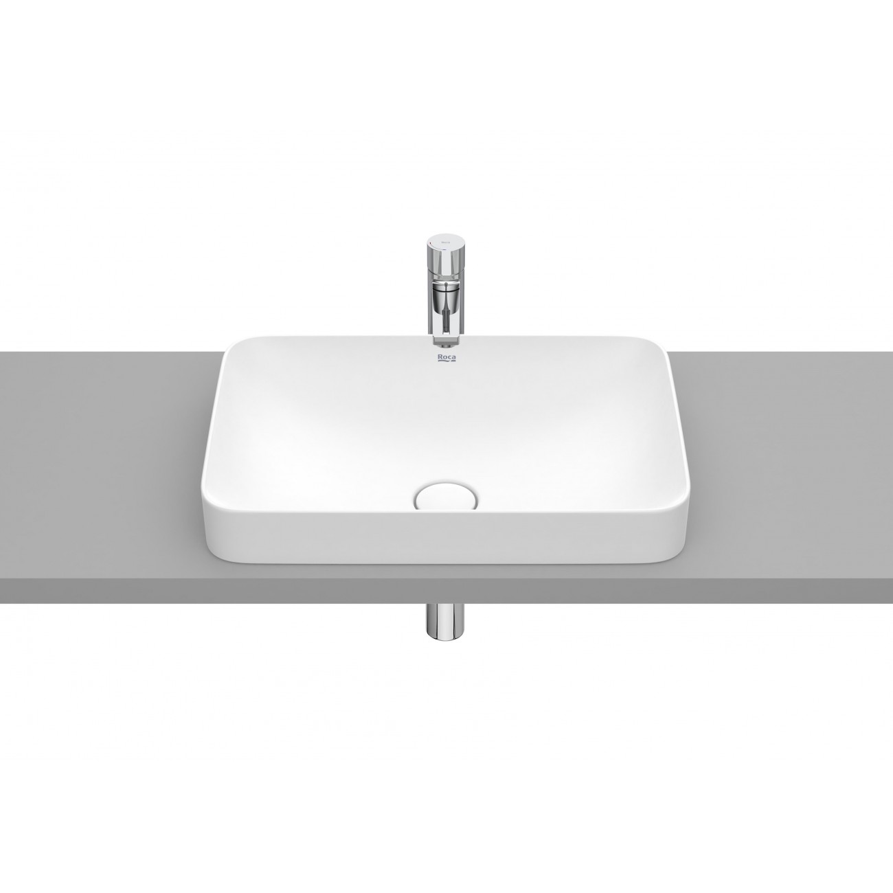 Roca Inspira Square Lavabo ad incasso sopra piano Fineceramic 550x370x75