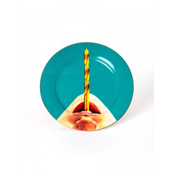 SELETTI PORCELAIN PLATES Assiette en Porcelaine Perceuse Bord Doré