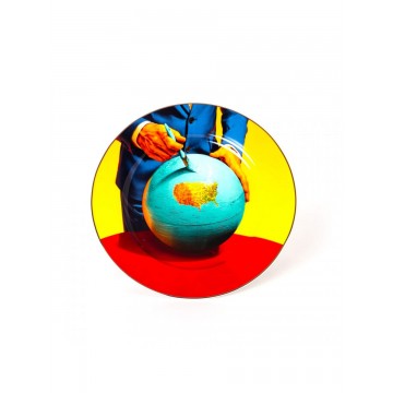 SELETTI PORCELAIN PLATES Assiette en Porcelaine Globe Bord Doré