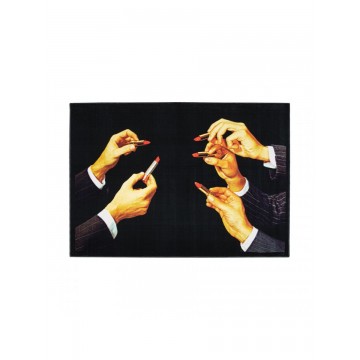 SELETTI Rectangular rug - Black rosettes