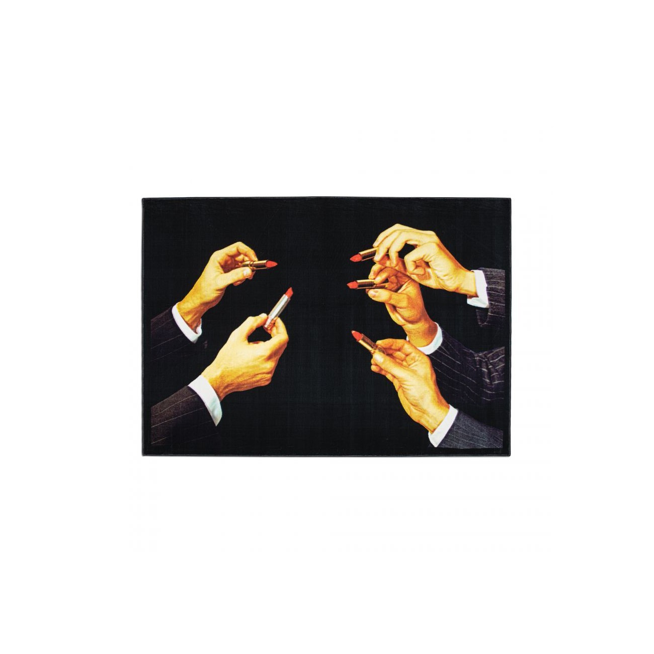 SELETTI Tapis rectangulaire - Rosettes noires