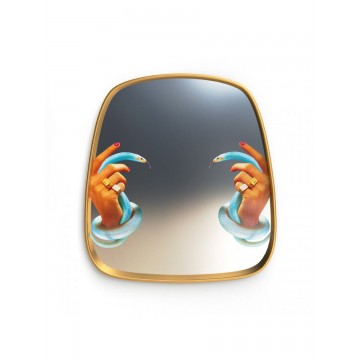 SELETTI Mirror with a Golden Frame - Hands with Snakes