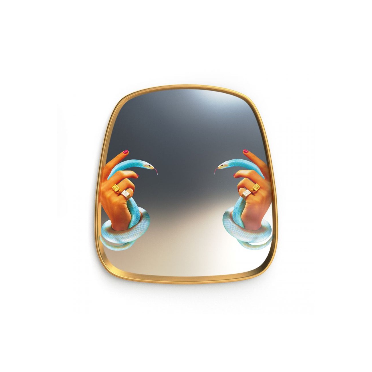 SELETTI Specchio con Cornice Dorata - Mani con Serpenti