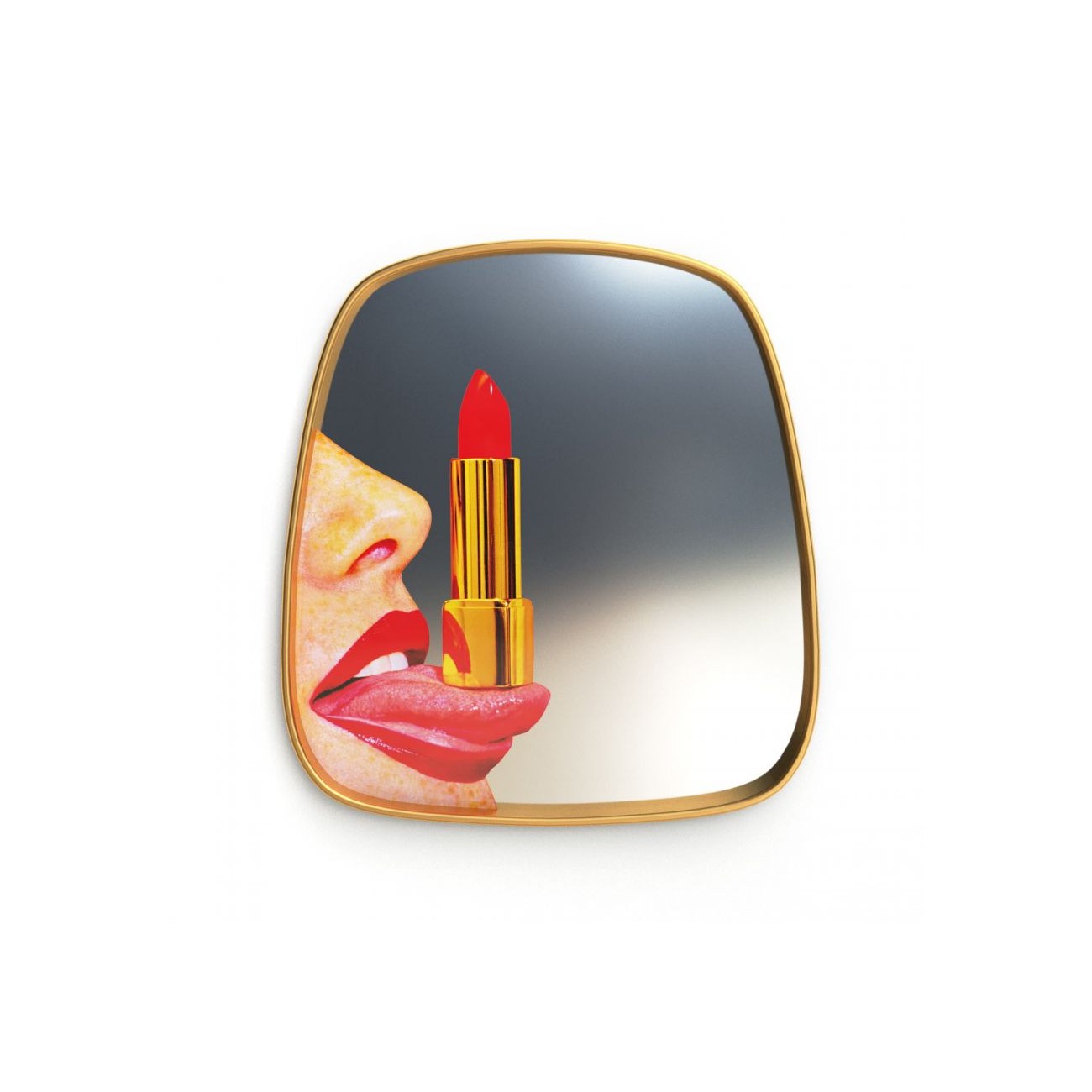 SELETTI Miroir avec cadre doré - Langue