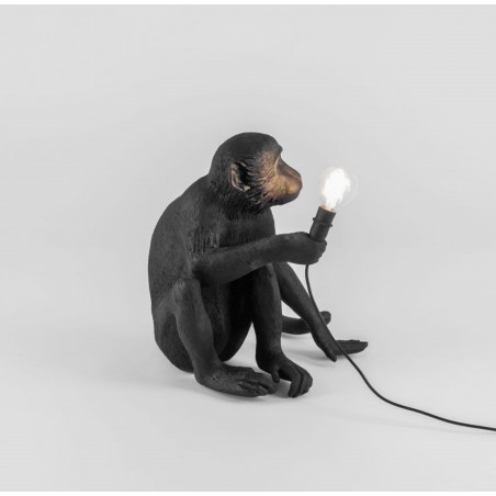 SELETTI Lampe version assise - Singe Noir