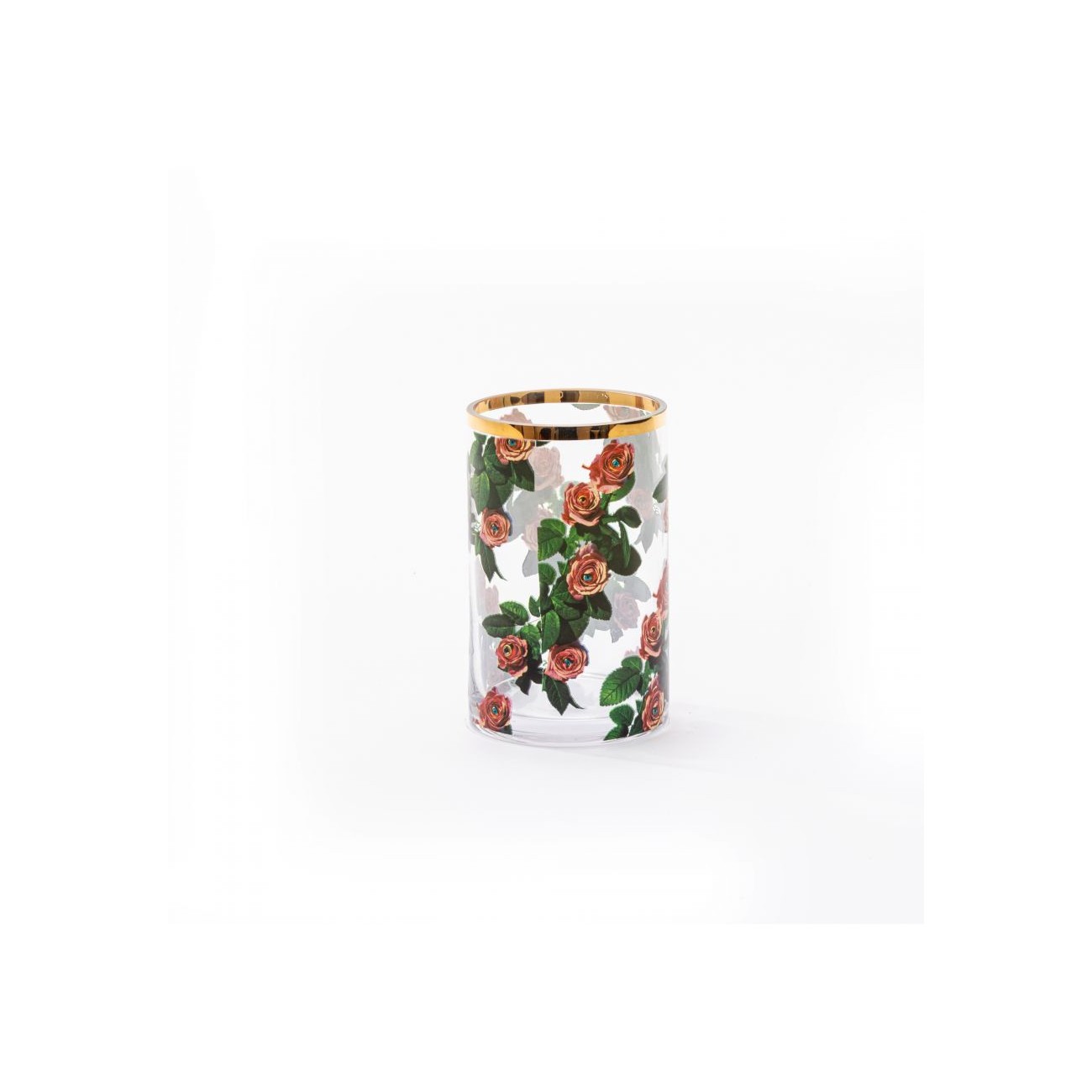 SELETTI Vase en verre petit cylindrique - Rosiers