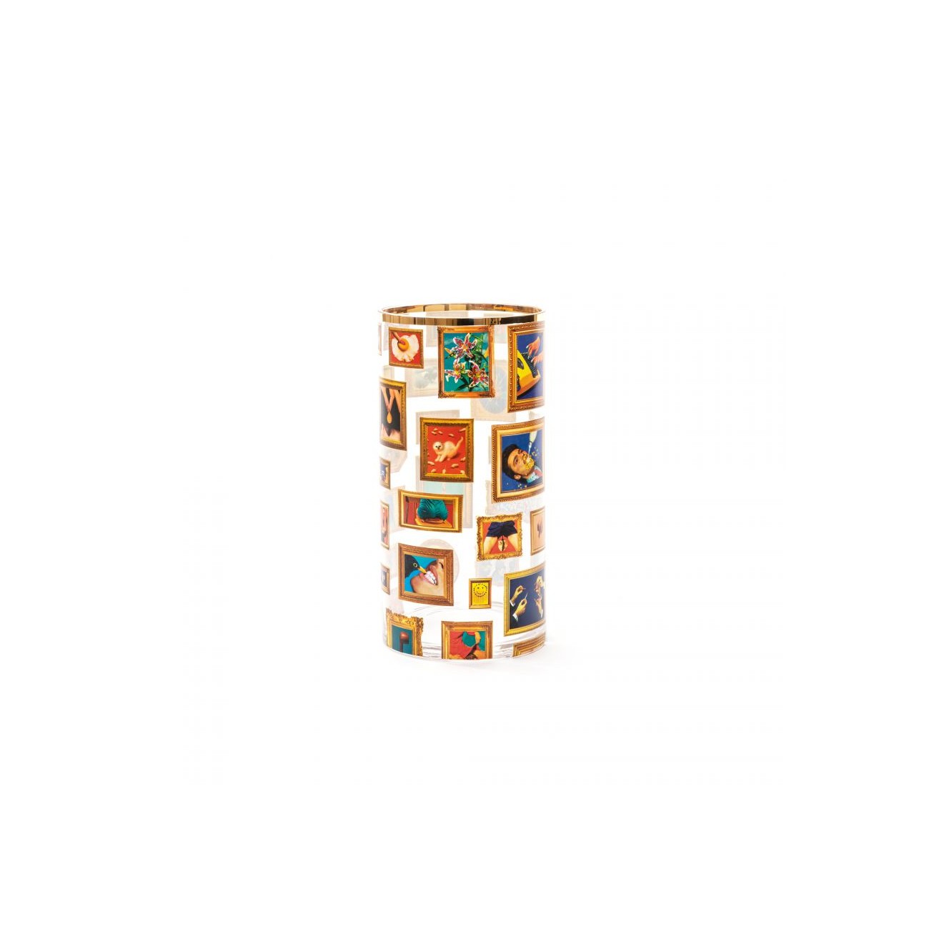 SELETTI Medium cylindrical glass vase - Framework