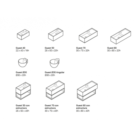 HIDROBOX Guest washbasin 40 - 22 x 40 x H. 16