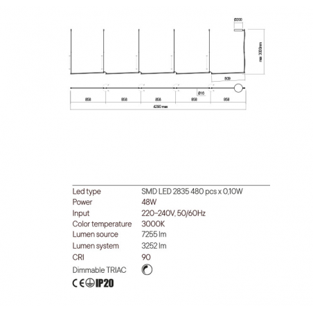 Redo Group STICK - Suspension lamp (3000x4290x16)