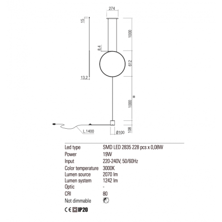Redo Group Slick - Suspension lamp/ floor lamp ? 612