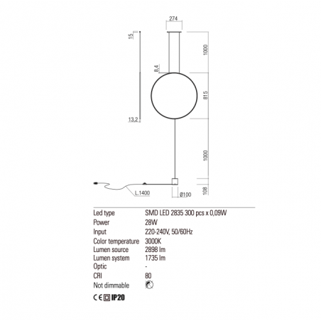 Redo Group Slick - Suspension lamp/ floor lamp ? 815