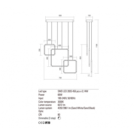 Redo Group THAI - Pendant lamp with square composition
