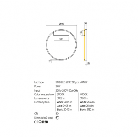 Redo Group FEBE - Wall Lamp Ø600 indirect light