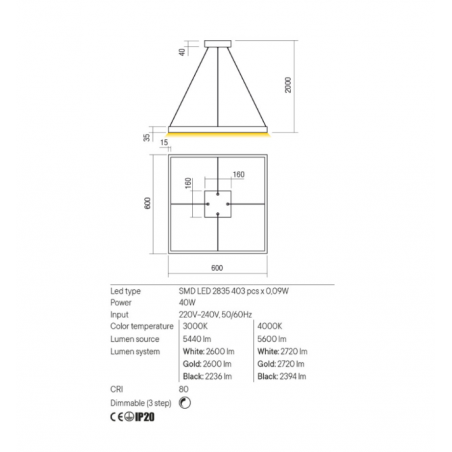 Redo Group FEBE - Lampe à suspension 600