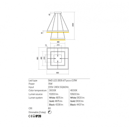 Redo Group FEBE - Pendant lamp (double diffuser)