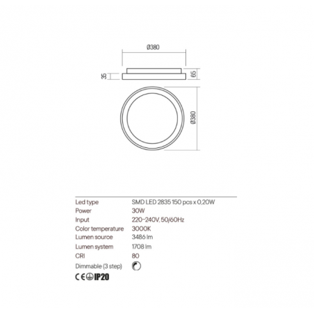 Redo Group ICONIC - Lámpara de pared Ø 380