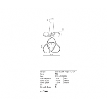 Redo Group NUCLEO - Lampadaire à suspension en acier inoxydable