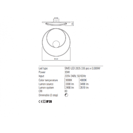 Redo Group TORSION - Lampada da parete Ø 550