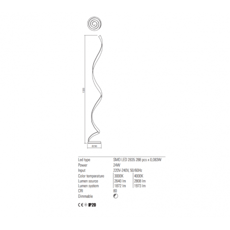 Redo Group TORSION - Lampada da terra Ø290